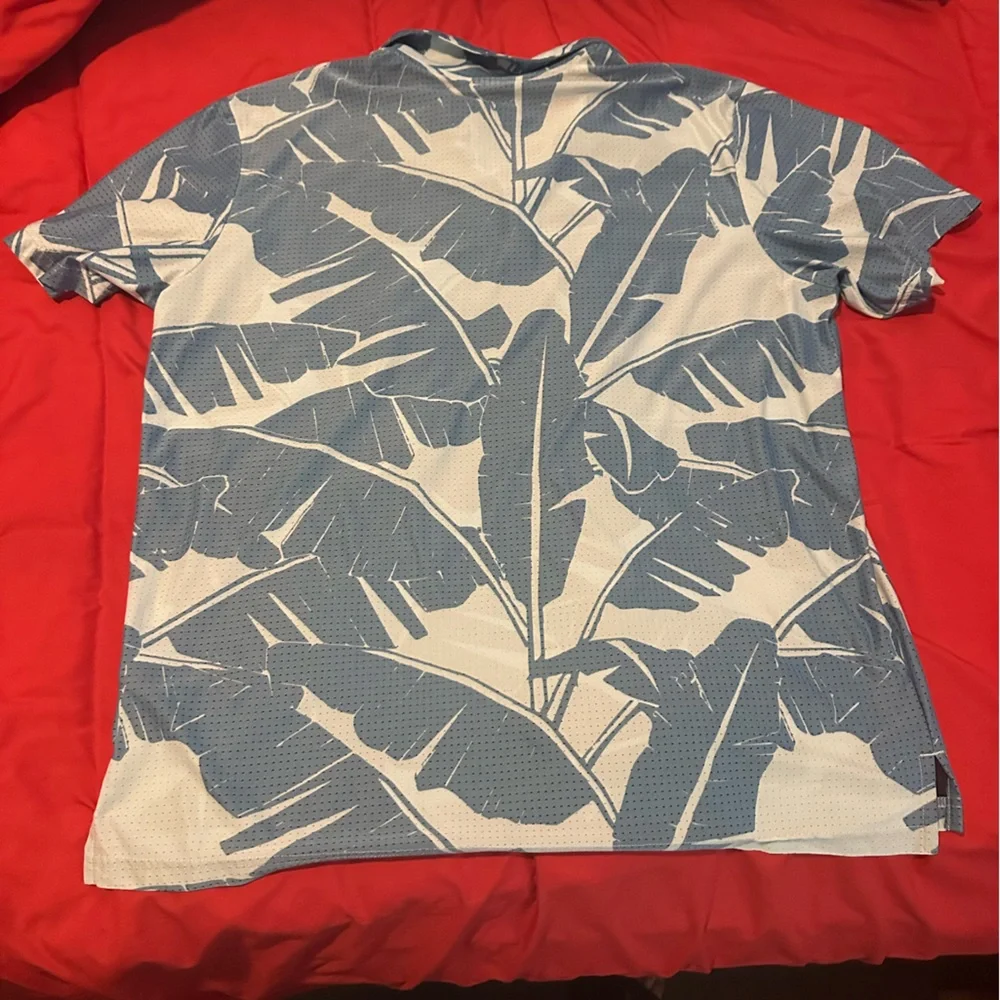 Adidas Golf Blue Leaf Print Men's Polo Shirt